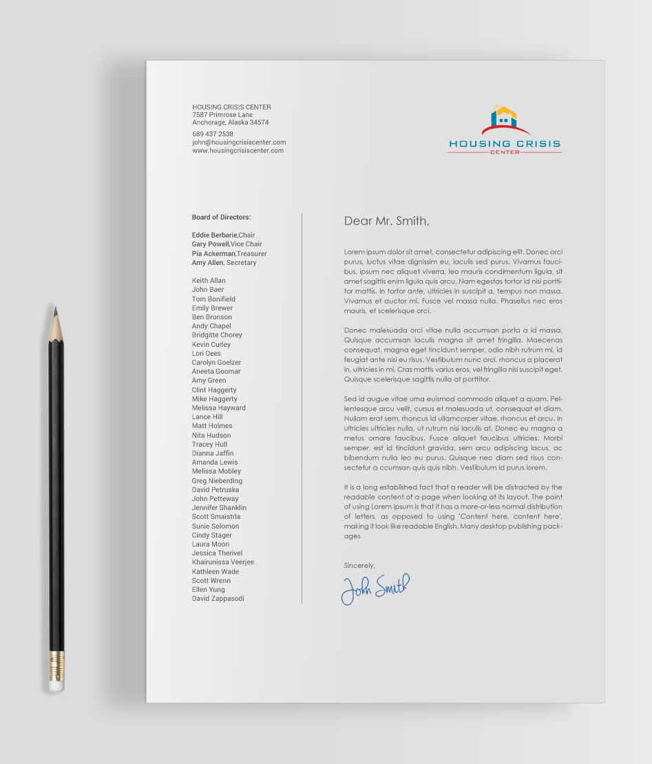 Diseño de Tarjeta de Presentación por chandrayaan.creative para Housing Crisis Center | Diseño #17992862