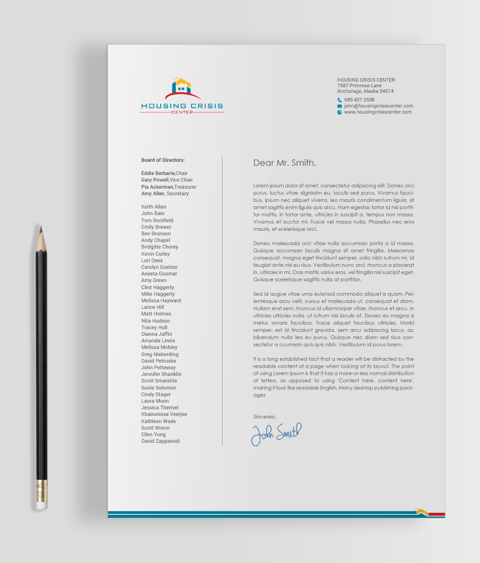 Diseño de Tarjeta de Presentación por chandrayaan.creative para Housing Crisis Center | Diseño #17992863