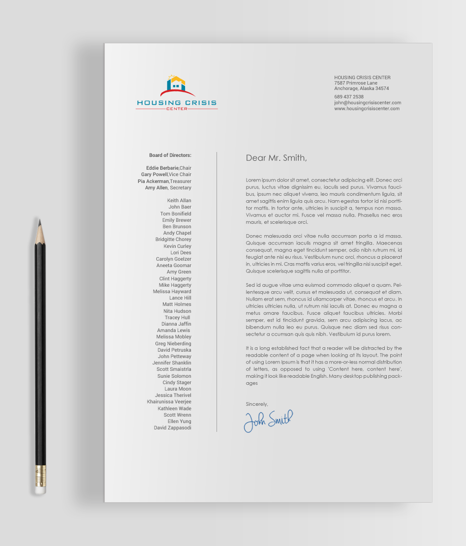 Diseño de Tarjeta de Presentación por chandrayaan.creative para Housing Crisis Center | Diseño #17992878