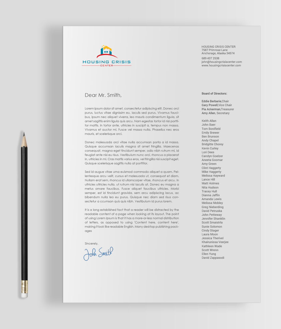 Diseño de Tarjeta de Presentación por chandrayaan.creative para Housing Crisis Center | Diseño #17992879