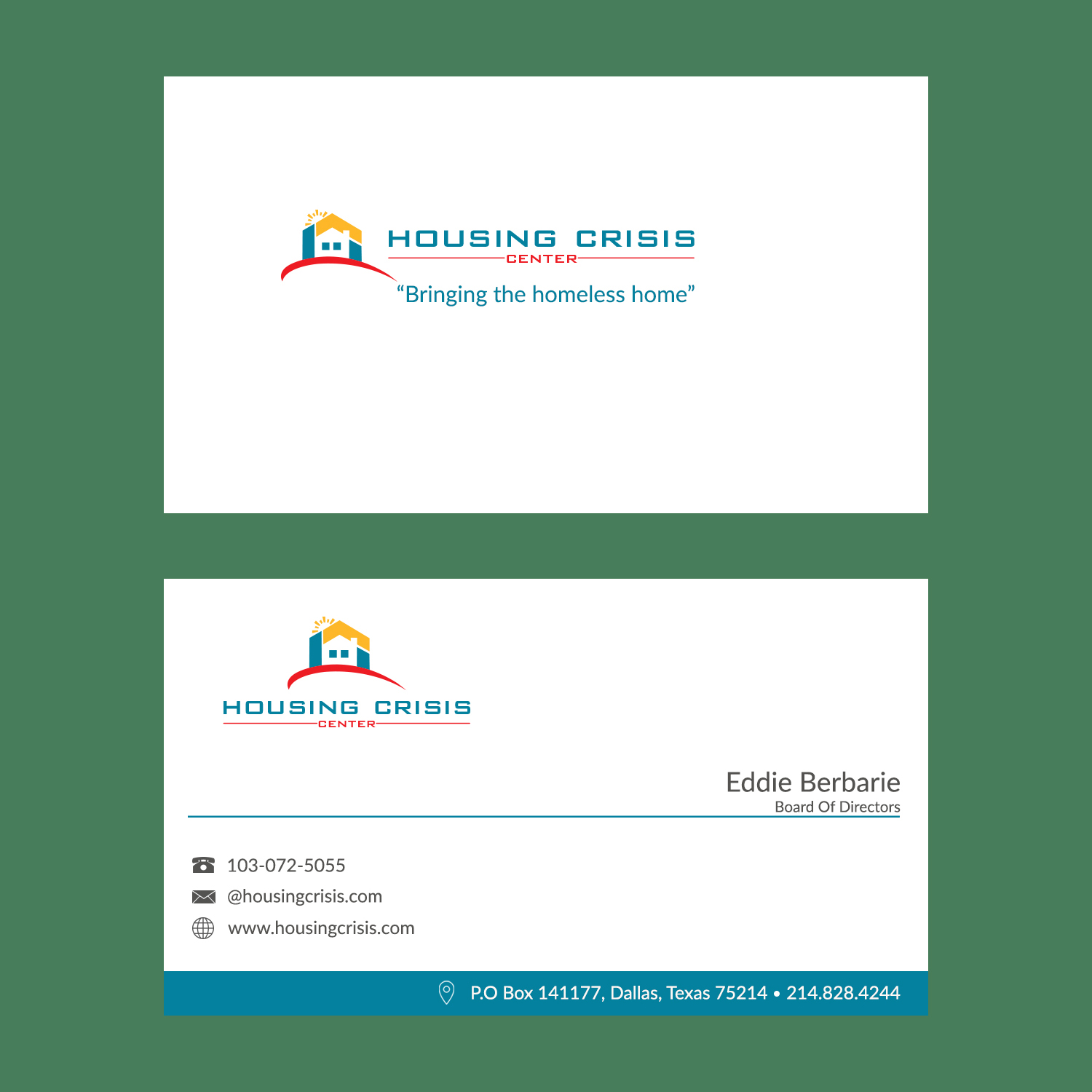 Business Card Design by MD. IBANUR 2 for Housing Crisis Center | Design #17995424