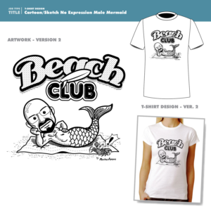 Cartoon/Sketch No Expression Mail Mermaid  | Design de T-shirt par DAVIDEZIGN