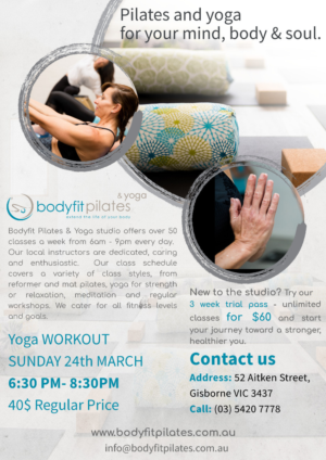 Template Flyer- Bodyfit Pilates &amp; Yoga | Diseño de Flyer por Marta van Eck