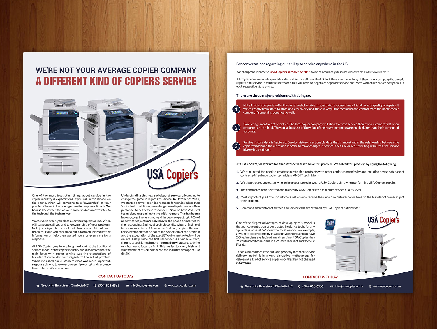 bold playful business service flyer design for usa copiers llc by