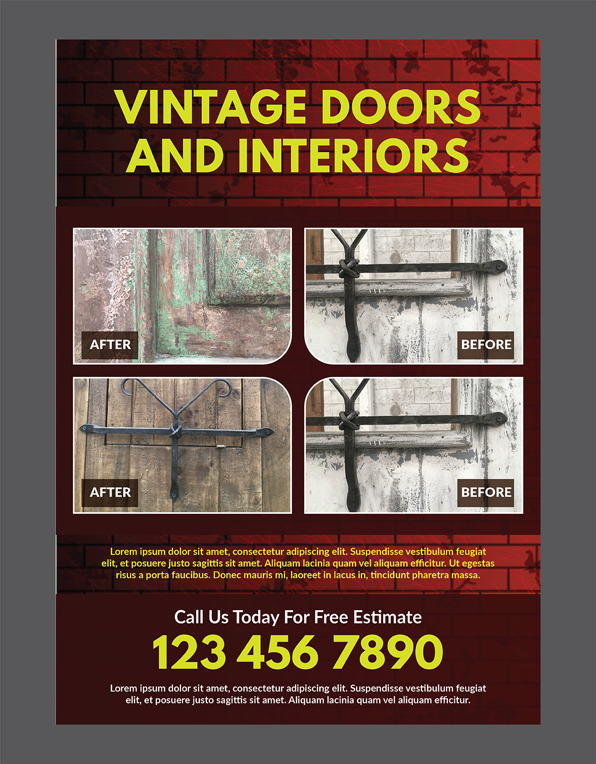 Flyer Design by Deziners Zone for Vintage Doors and Interiors | Design #17973199