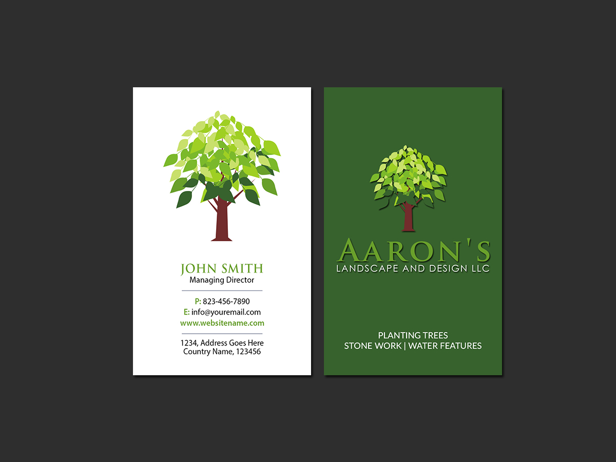 Business Card Design by Creations Box 2015 for Aaron's Landscape and Design LLC  | Design #17996069