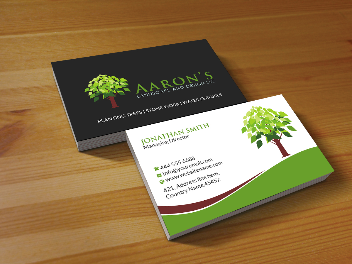 Business Card Design by Creations Box 2015 for Aaron's Landscape and Design LLC  | Design #17996955
