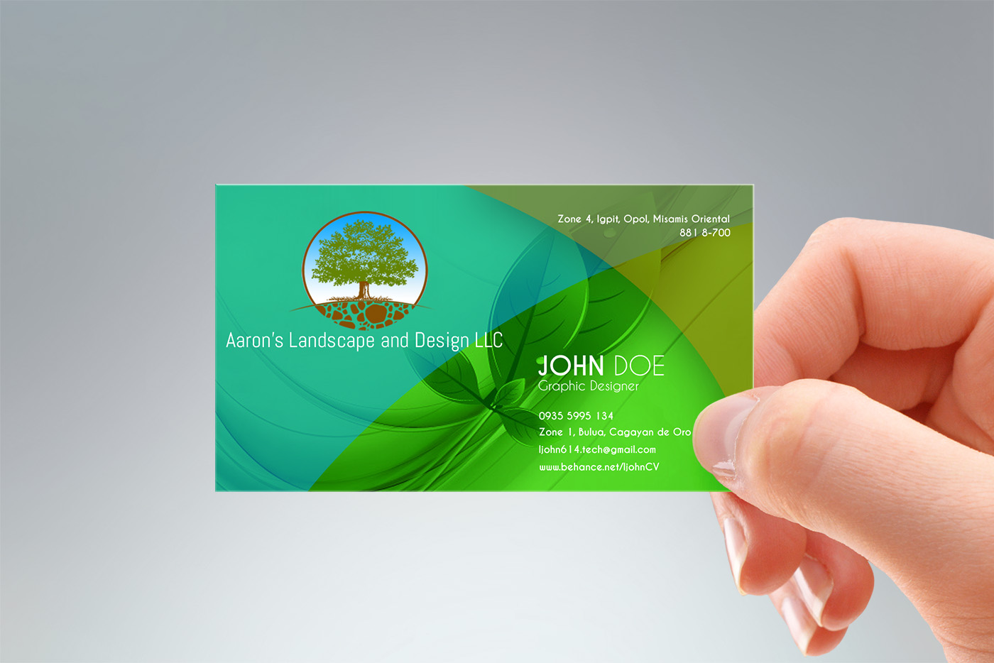 Business Card Design by Ljohn for Aaron's Landscape and Design LLC  | Design #18009635