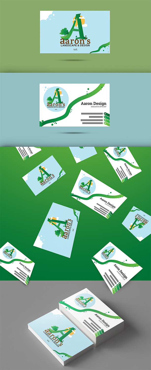Business Card Design by klajdesign for Aaron's Landscape and Design LLC  | Design #17995037