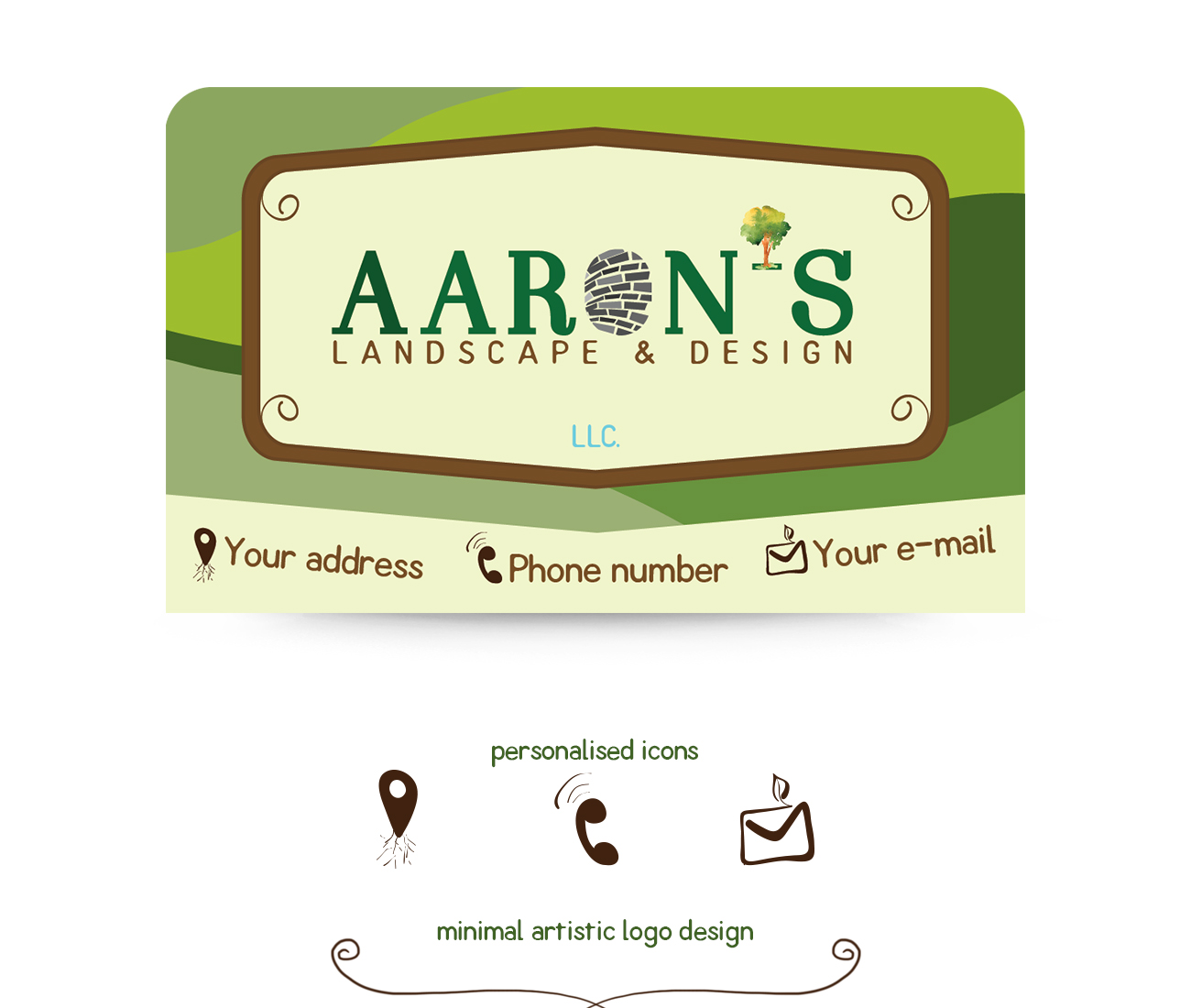 Business Card Design by klajdesign for Aaron's Landscape and Design LLC  | Design #18012598