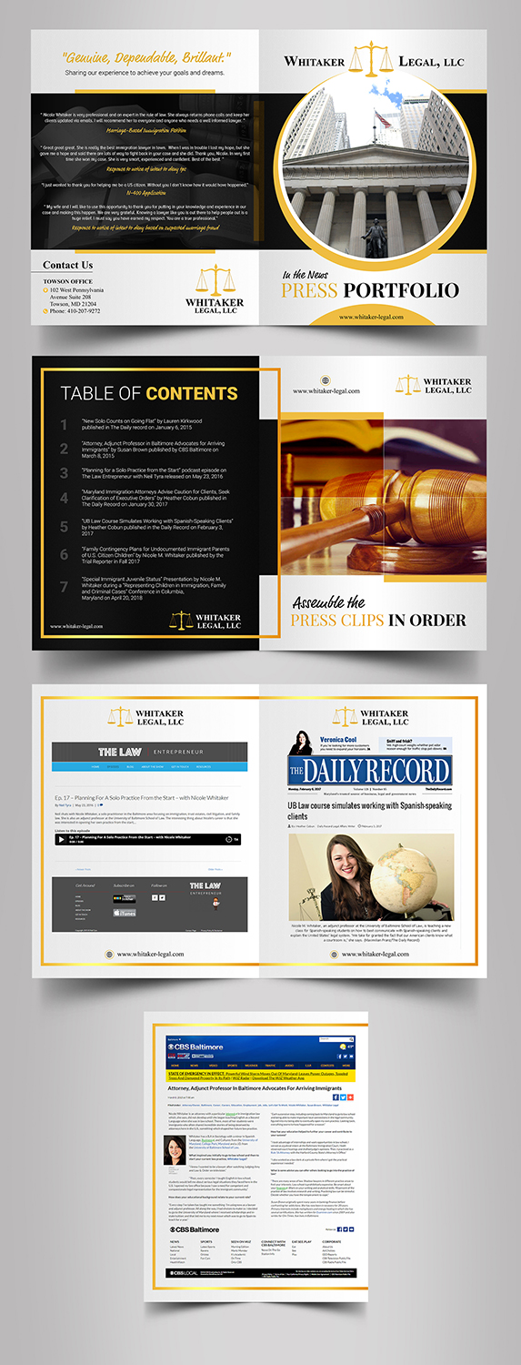 Design de Catalogue par SAI DESIGNS pour Whitaker Legal, LLC | Design #18052571