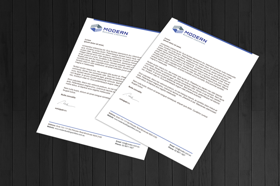 Letterhead Design by  Artman for Modern Building Certifiers | Design #2783920