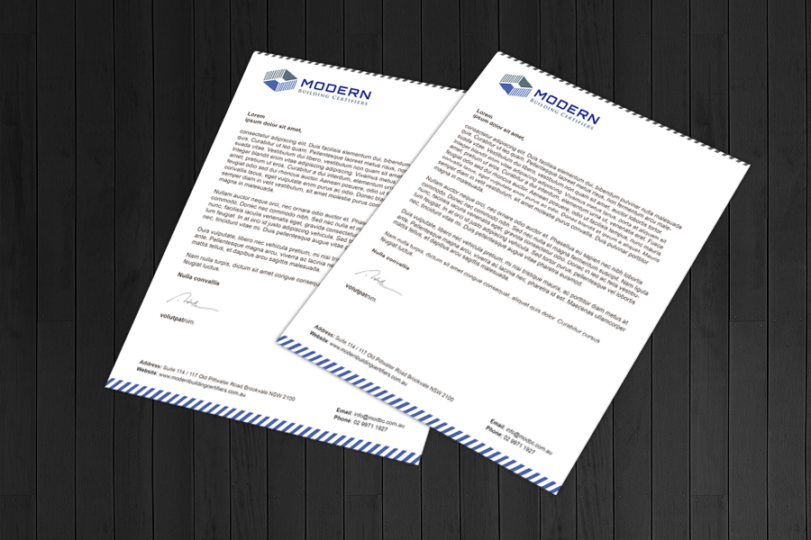 Letterhead Design by  Artman for Modern Building Certifiers | Design #2783922