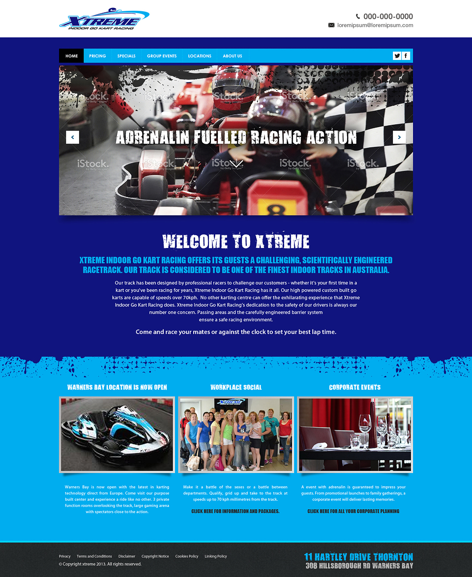 Diseño Web por Latest Design Ideas para Xtreme Indoor Go Kart Racing Pty Ltd | Diseño #2897221