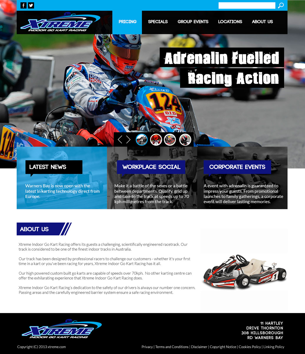 Web Design by Visualland for Xtreme Indoor Go Kart Racing Pty Ltd | Design #2839331