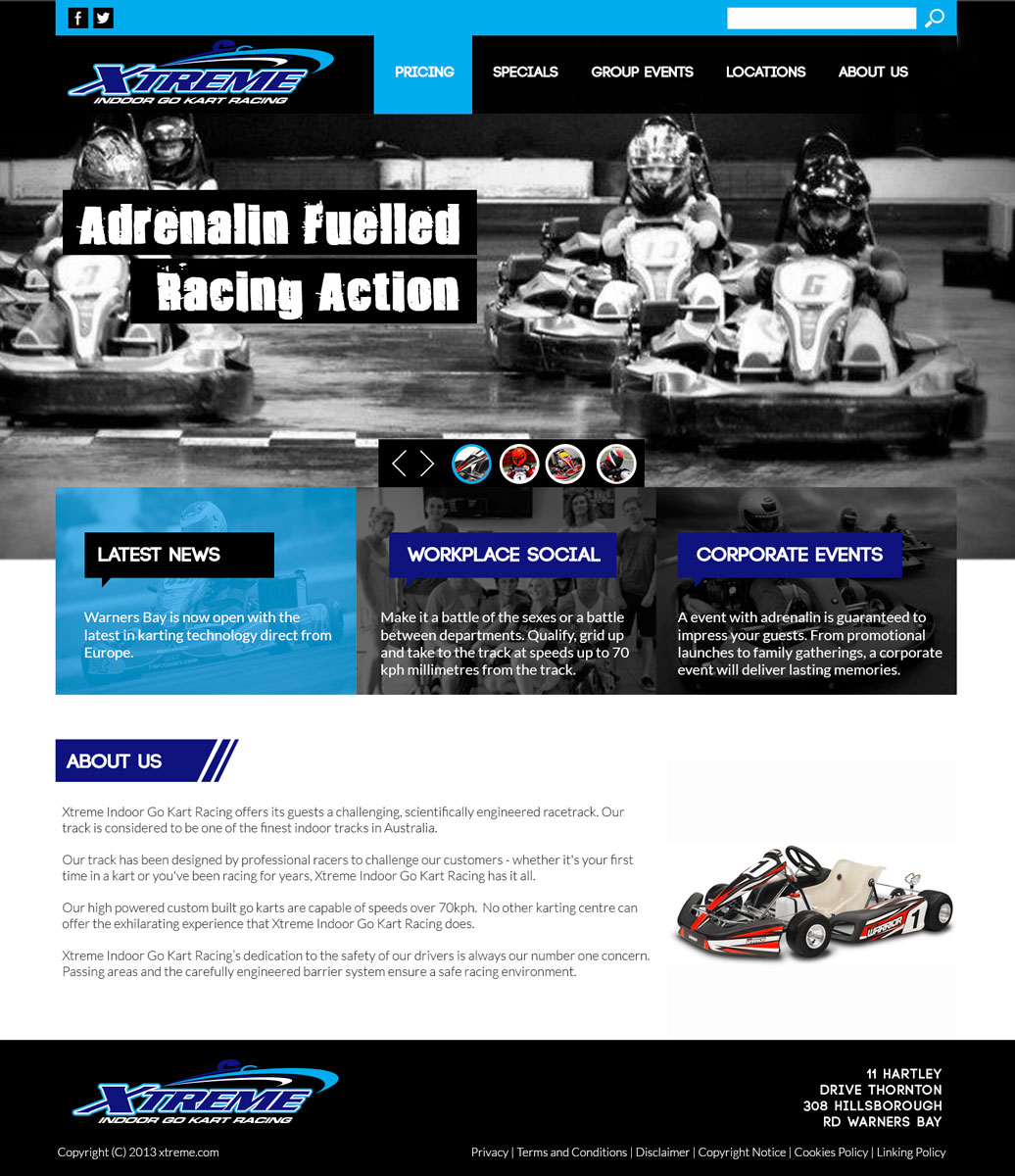 Diseño Web por Visualland para Xtreme Indoor Go Kart Racing Pty Ltd | Diseño #2839520