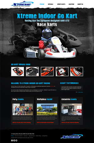 Web Design par Mayank Patel pour Xtreme Indoor Go Kart Racing Pty Ltd | Design #2802850