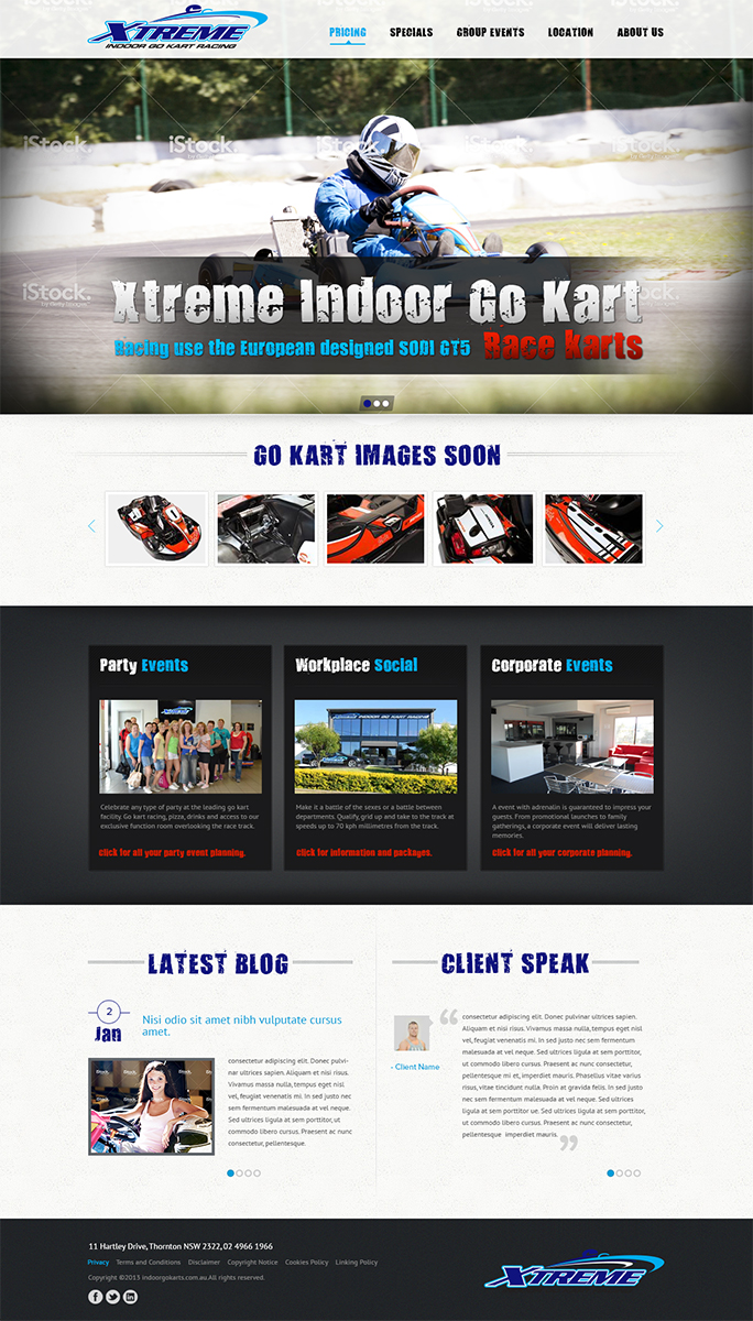 Diseño Web por Mayank Patel para Xtreme Indoor Go Kart Racing Pty Ltd | Diseño #2806052