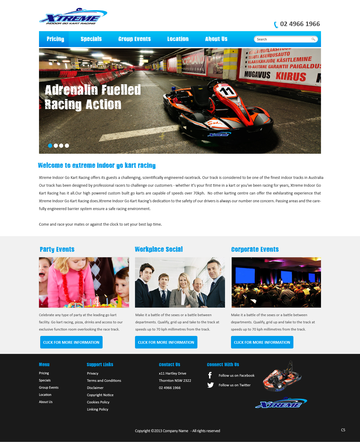 Diseño Web por pb para Xtreme Indoor Go Kart Racing Pty Ltd | Diseño #2814263
