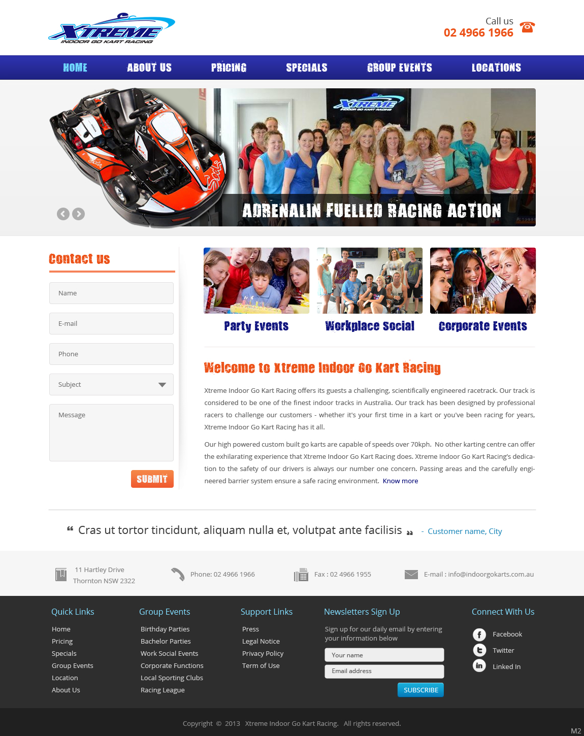 Web Design by pb for Xtreme Indoor Go Kart Racing Pty Ltd | Design #2814290