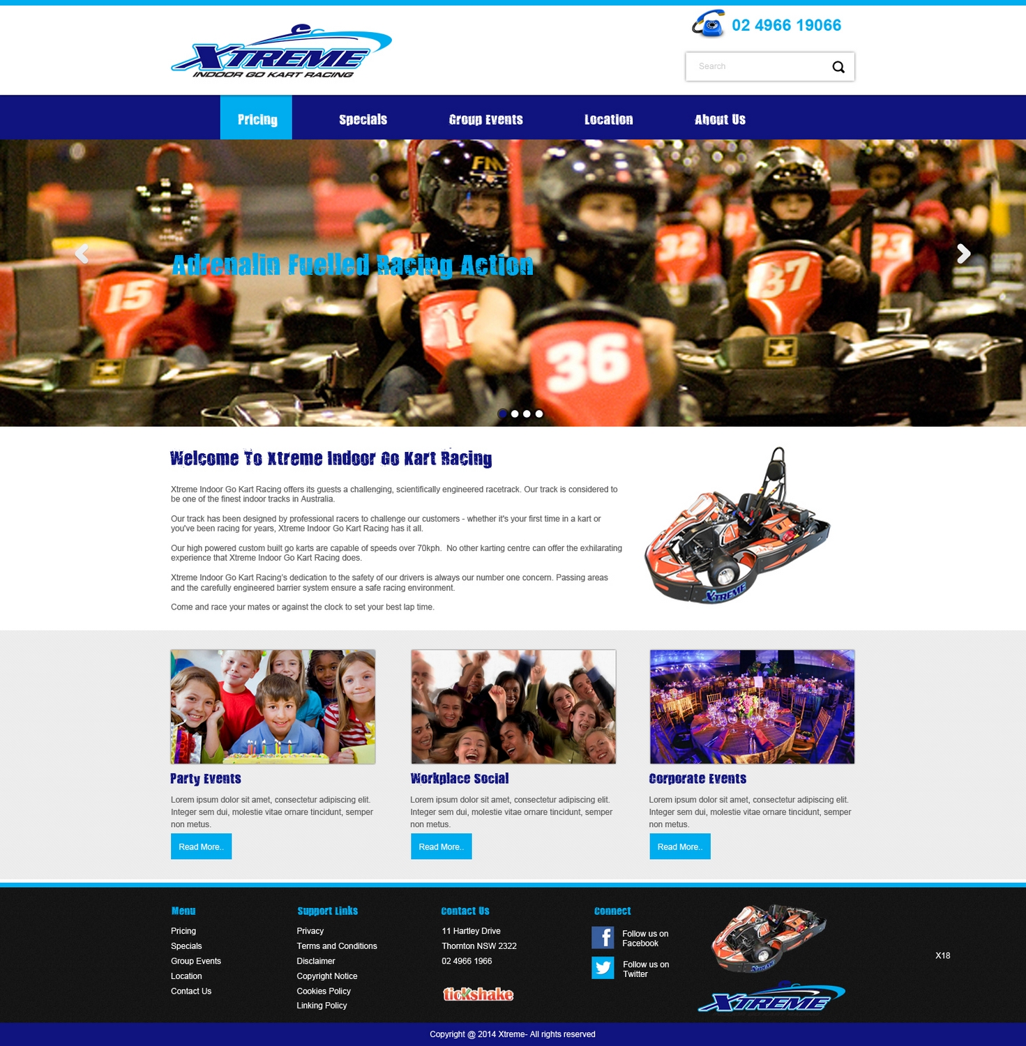 Web Design by pb for Xtreme Indoor Go Kart Racing Pty Ltd | Design #2830616