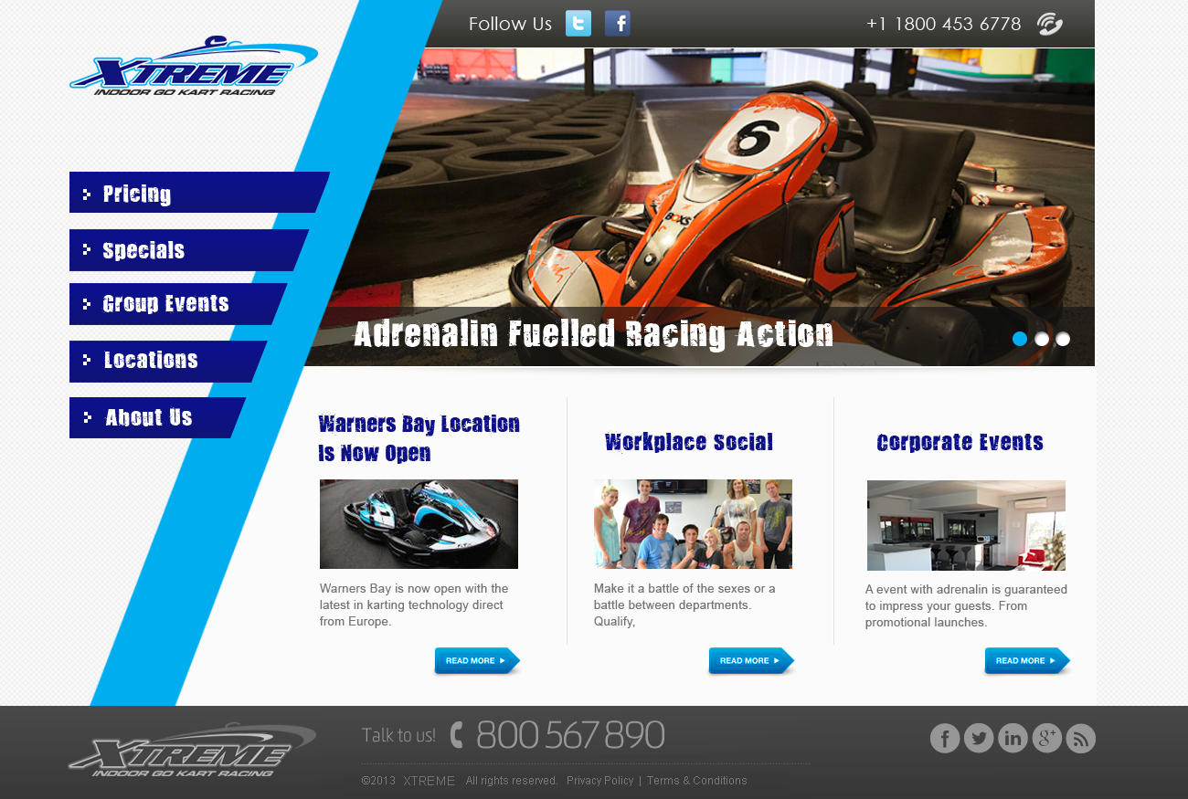 Web Design by Creative X Designs for Xtreme Indoor Go Kart Racing Pty Ltd | Design #2868716
