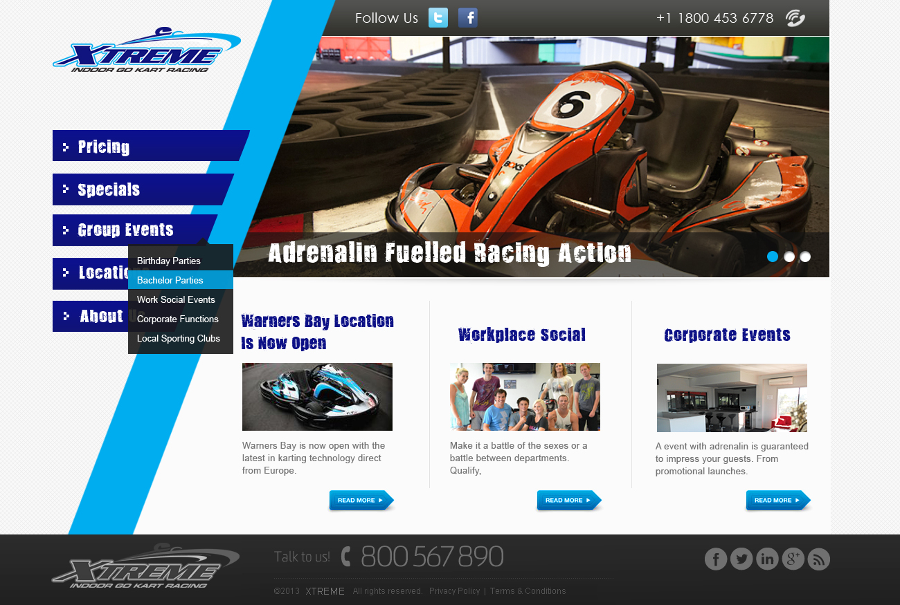 Web Design by Creative X Designs for Xtreme Indoor Go Kart Racing Pty Ltd | Design #3082384