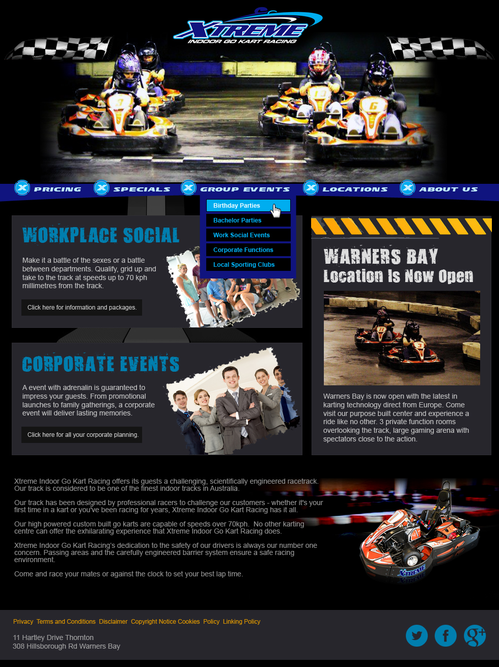 Web Design by jeckx2 for Xtreme Indoor Go Kart Racing Pty Ltd | Design #2957459