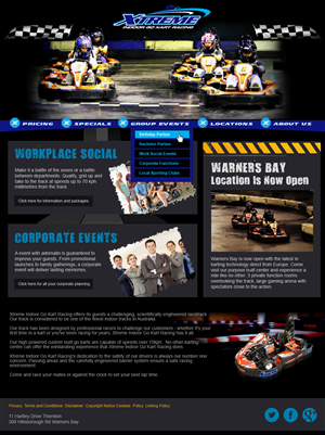 Diseño Web por jeckx2 para Xtreme Indoor Go Kart Racing Pty Ltd | Diseño: #2957459