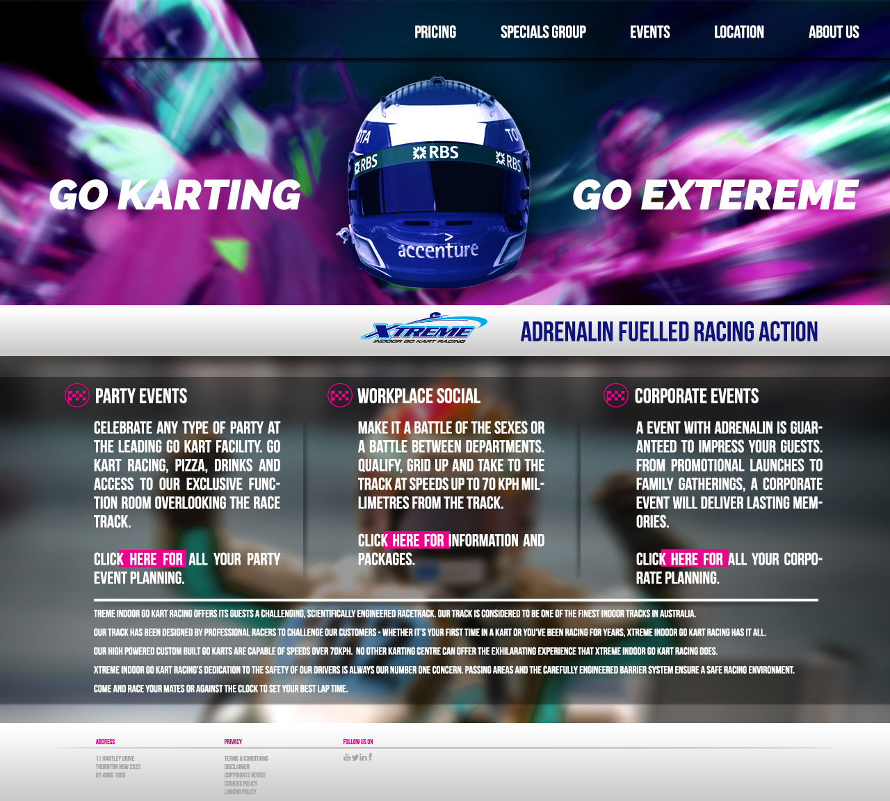 Diseño Web por 9tnine para Xtreme Indoor Go Kart Racing Pty Ltd | Diseño #2803818