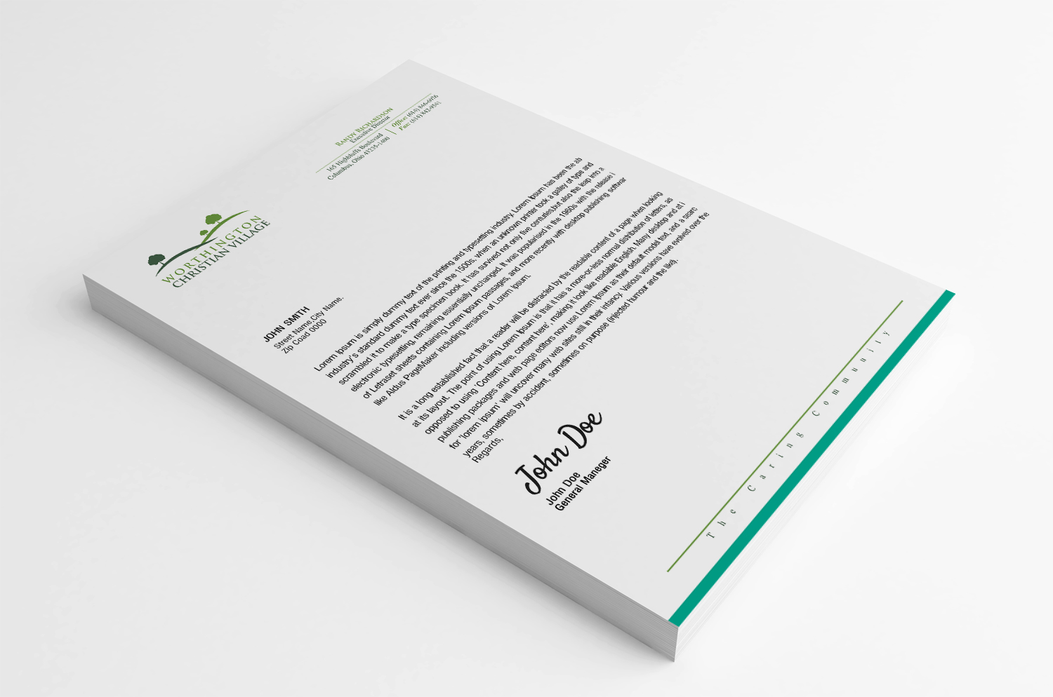 Schreibwaren-Design von SL Designer für Worthington Christian Village | Design #17976749