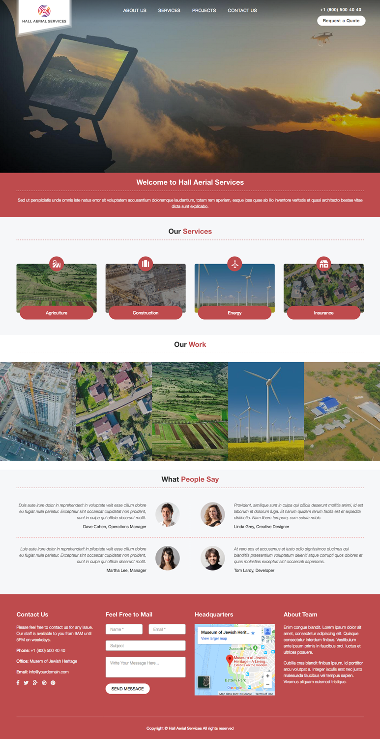 Diseño Web por cCopilot para Hall Aerial Services | Diseño #18225897