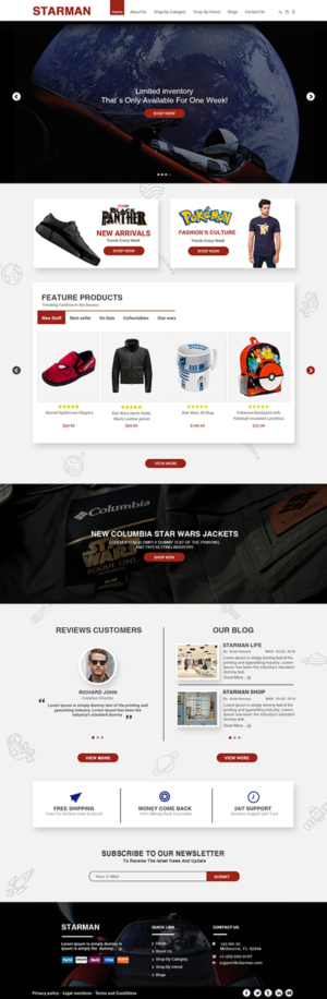 Starman - Ecommerce Products and Apparel Website | Web Design par bdesigner9