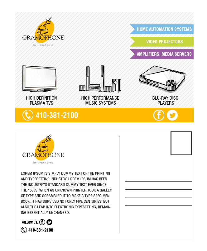 Postkarten-Design von Bright Star für Gramophone | Design #2773965