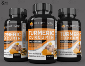 Me First Living Turmeric Label | Packaging Design by SofiaDesignStudio