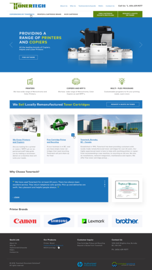 B2B office equipment website, www.tonertech.com | Web Design by Ved Web Services