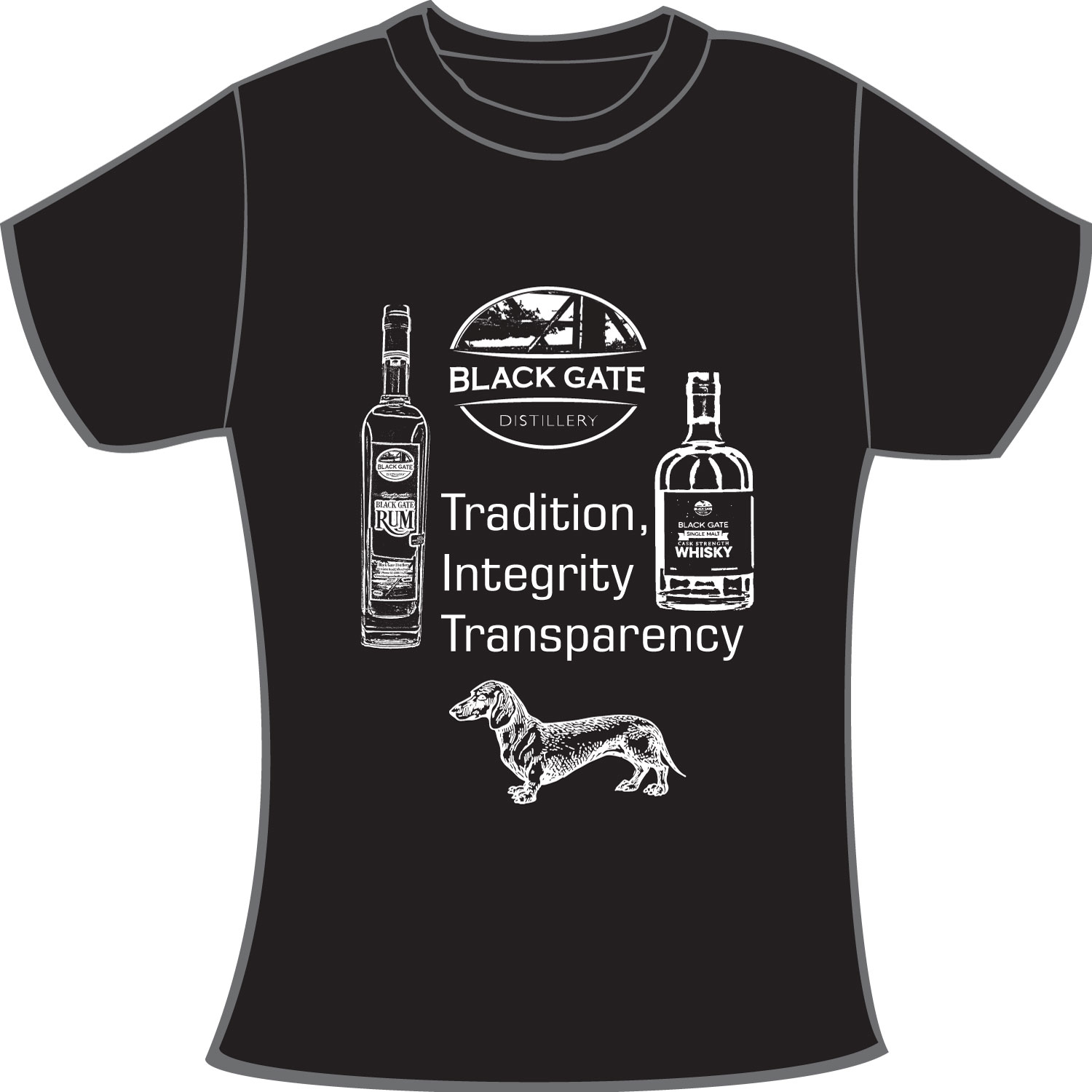 T-shirt Design by Sheingart for Black Gate Distillery | Design #18048405