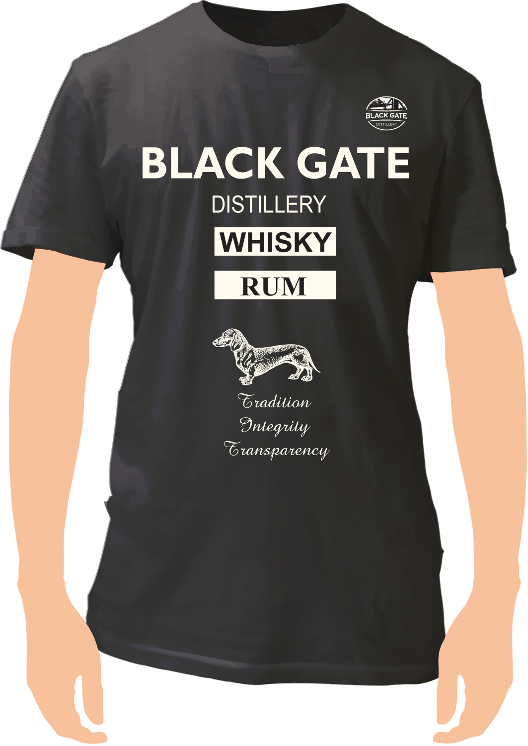 T-shirt Design by Sheingart for Black Gate Distillery | Design #18058343