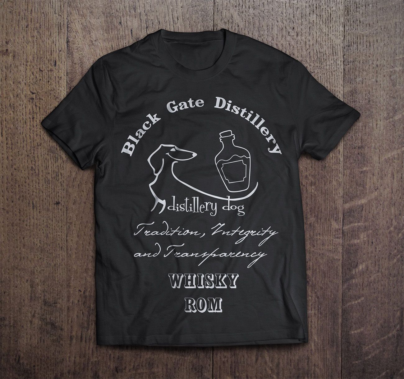 T-shirt Design by Eugeniy Sosunov for Black Gate Distillery | Design #18040706
