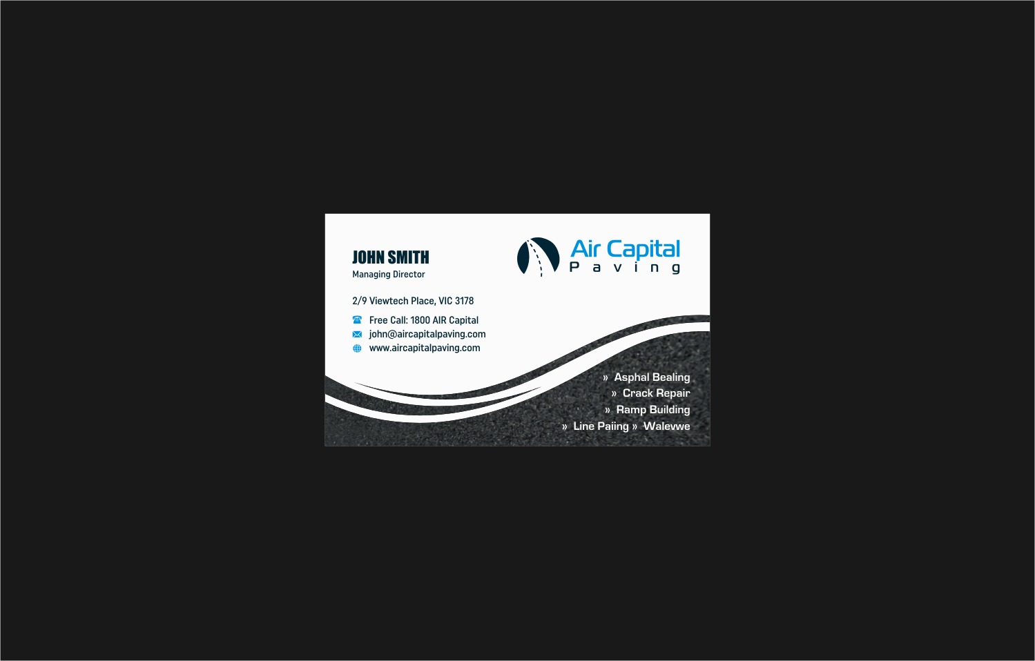 Business Card Design by INDIAN_Ashok for AIR CAPITAL PAVING | Design #18049973