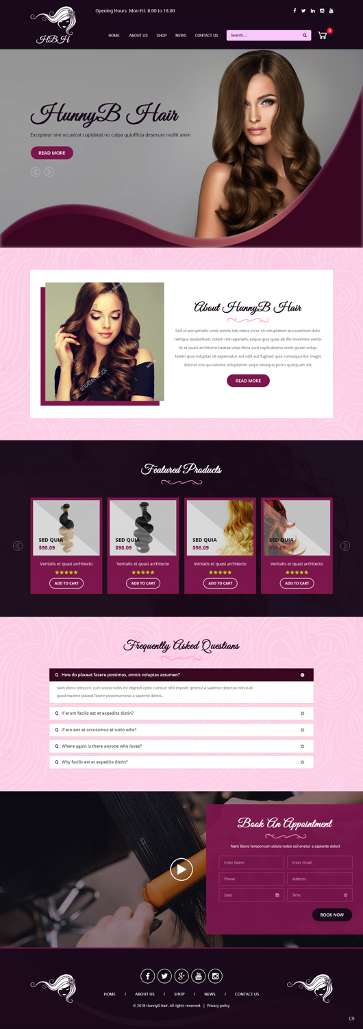 Web Design by pb for HunnyB Hair | Design #18061829