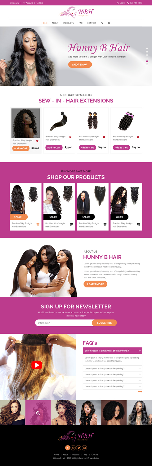 Web Design by rightway for HunnyB Hair | Design #18074474