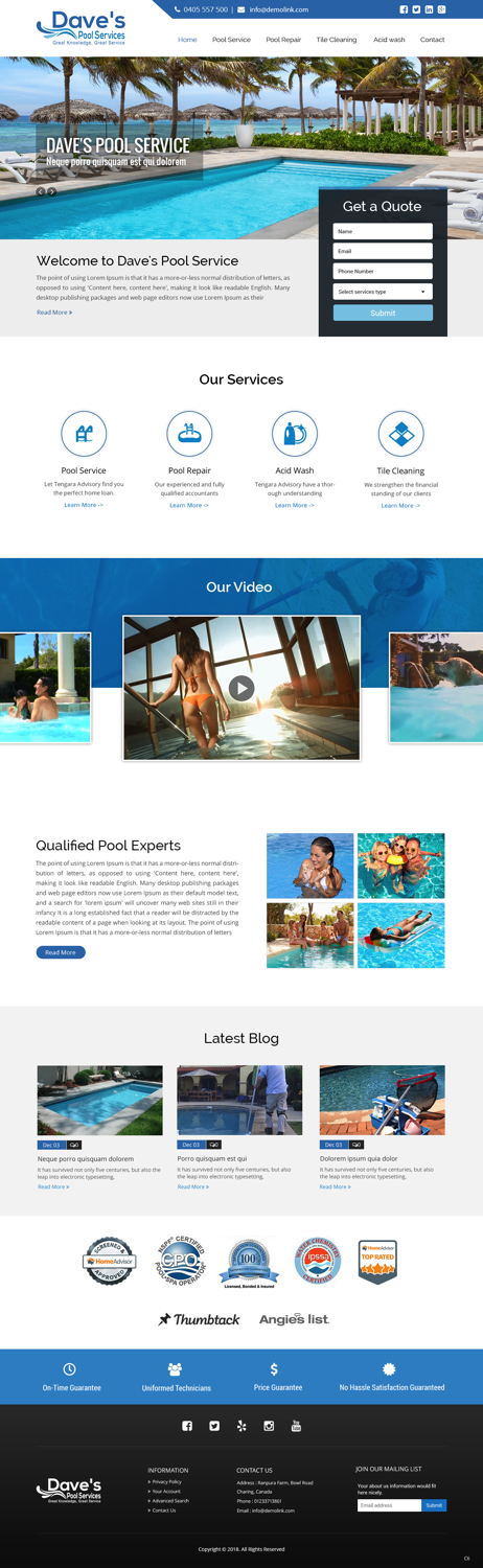 Web Design by pb for Dave's Pool Service | Design #18061751