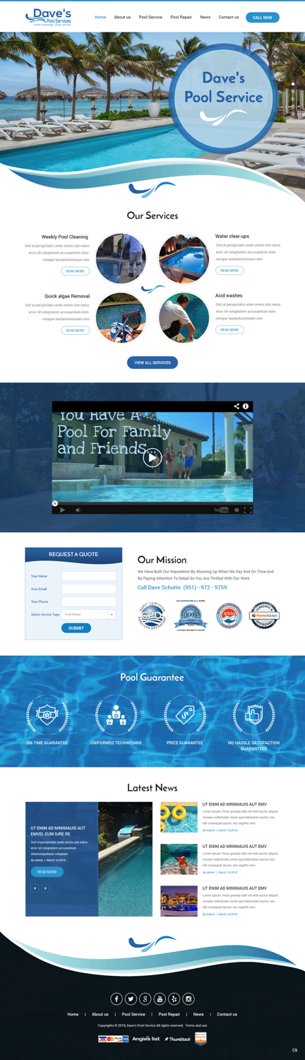 Diseño Web por pb para Dave's Pool Service | Diseño #18061753