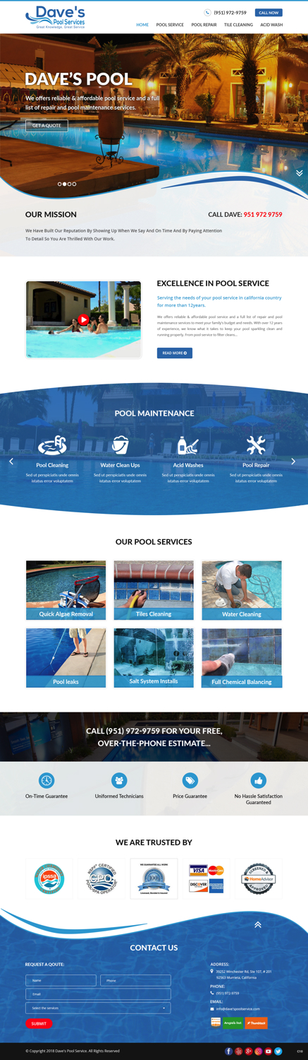 Diseño Web por pb para Dave's Pool Service | Diseño #18061755