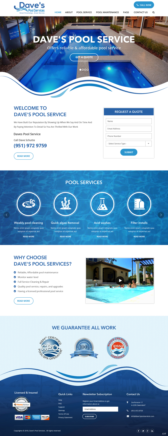 Diseño Web por pb para Dave's Pool Service | Diseño #18061759