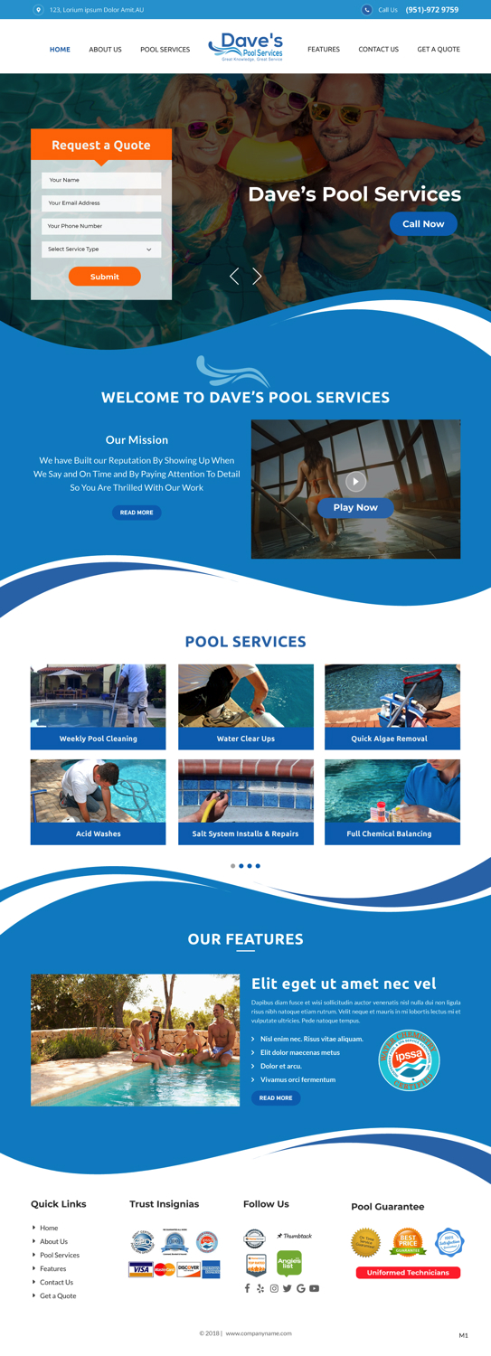 Diseño Web por pb para Dave's Pool Service | Diseño #18061768