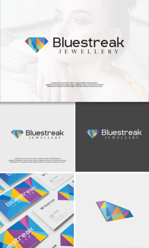 Diseño de Logo por ESAY para Bluestreak Crystals, Bluestreak Jewellery & Mi Web Design | Diseño: #18053551
