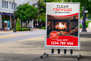 Cornflute Firewood advertising Sign for passing by traffic  | Advertisement Design by ecorokerz