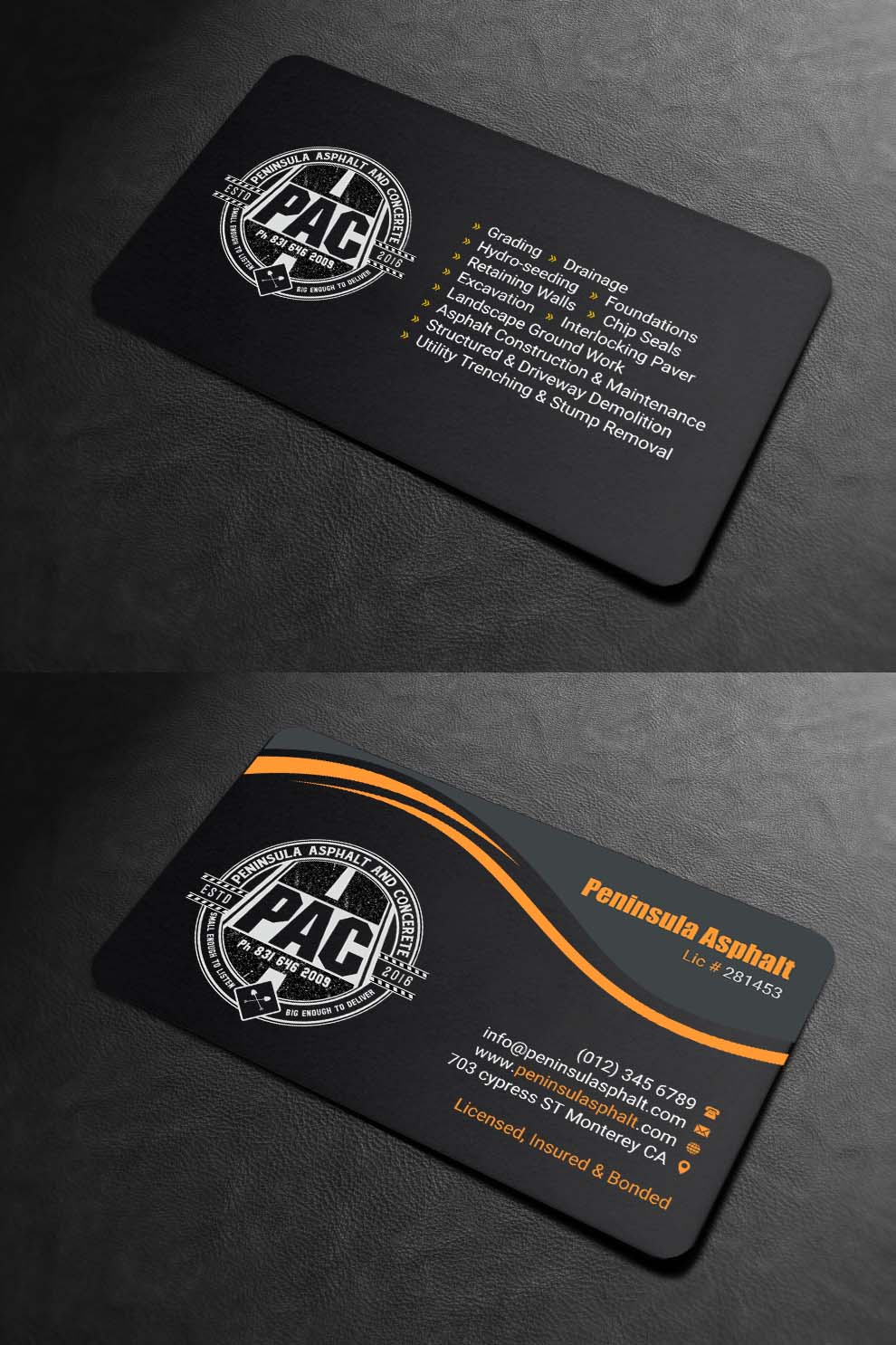 Design de Carte de Visite par INDIAN_Ashok pour Peninsula asphalt and concrete  | Design #18059960
